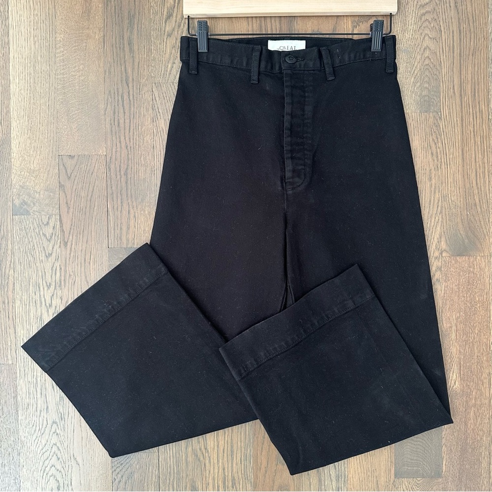 NWOT The Great The Seafair High Rise Wide Leg Jean in Carbon Black Size 29 - Picture 6 of 9